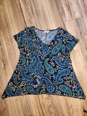 Only 9 Y2k Handkerchief Hem V-Neck Paisley Tunic Top Size Medium